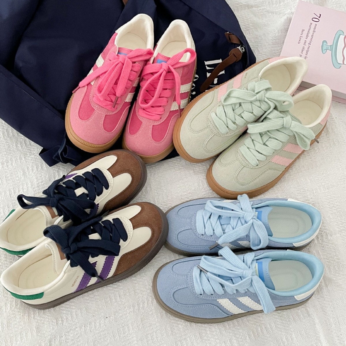 Sewing New - Sepatu sneakers bergaya vintage untuk wanita,