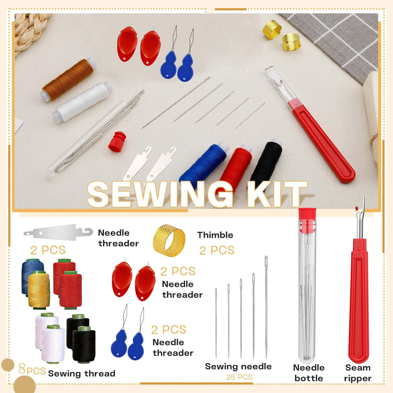Sewing Kit - 43pcs Set Jarum Jahit Mata Besar
