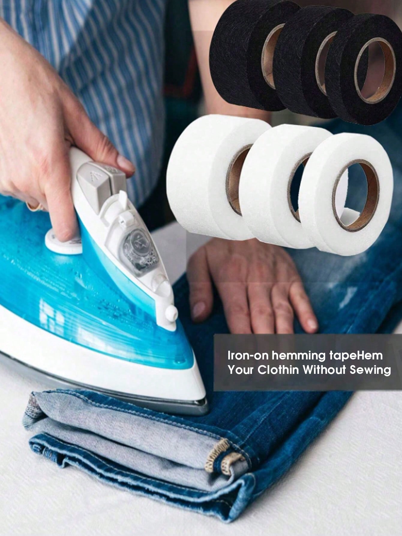 1 Buah Pita Hemming Setrika Du - Interfacing Iron On ulasan dan harga