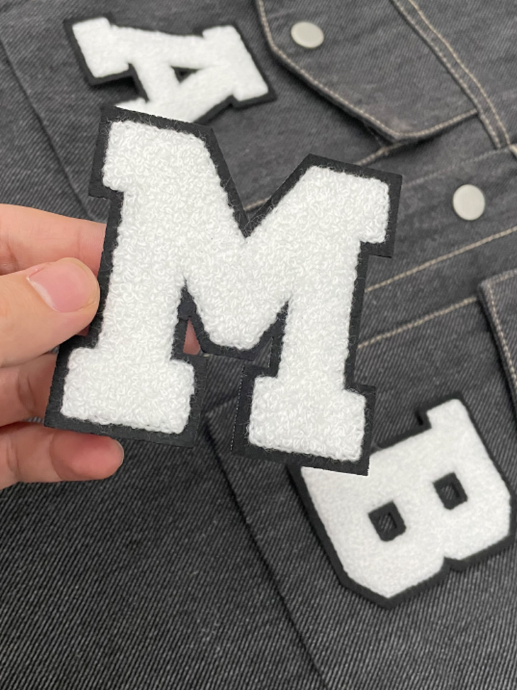 Patch Huruf Chenille Hitam Put - Velcro Sew On ulasan dan harga