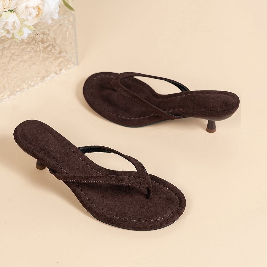 Sandal Thong Hak Tinggi Suede  - Sewing New ulasan dan harga